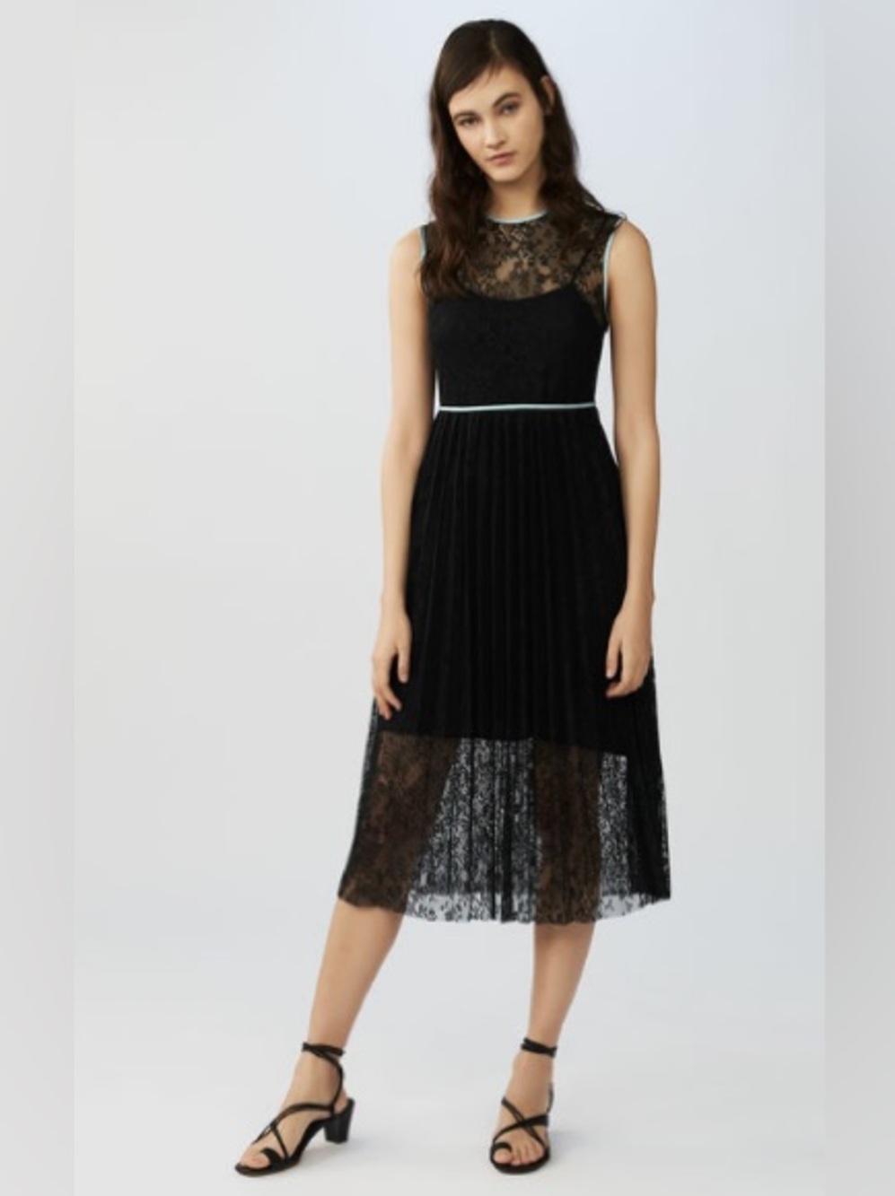 Maje Black Lace dress sheer Overlay